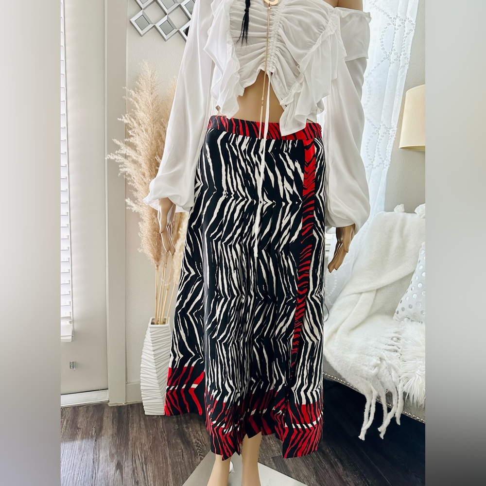 Zara Zebra Print Midi Skirt Small